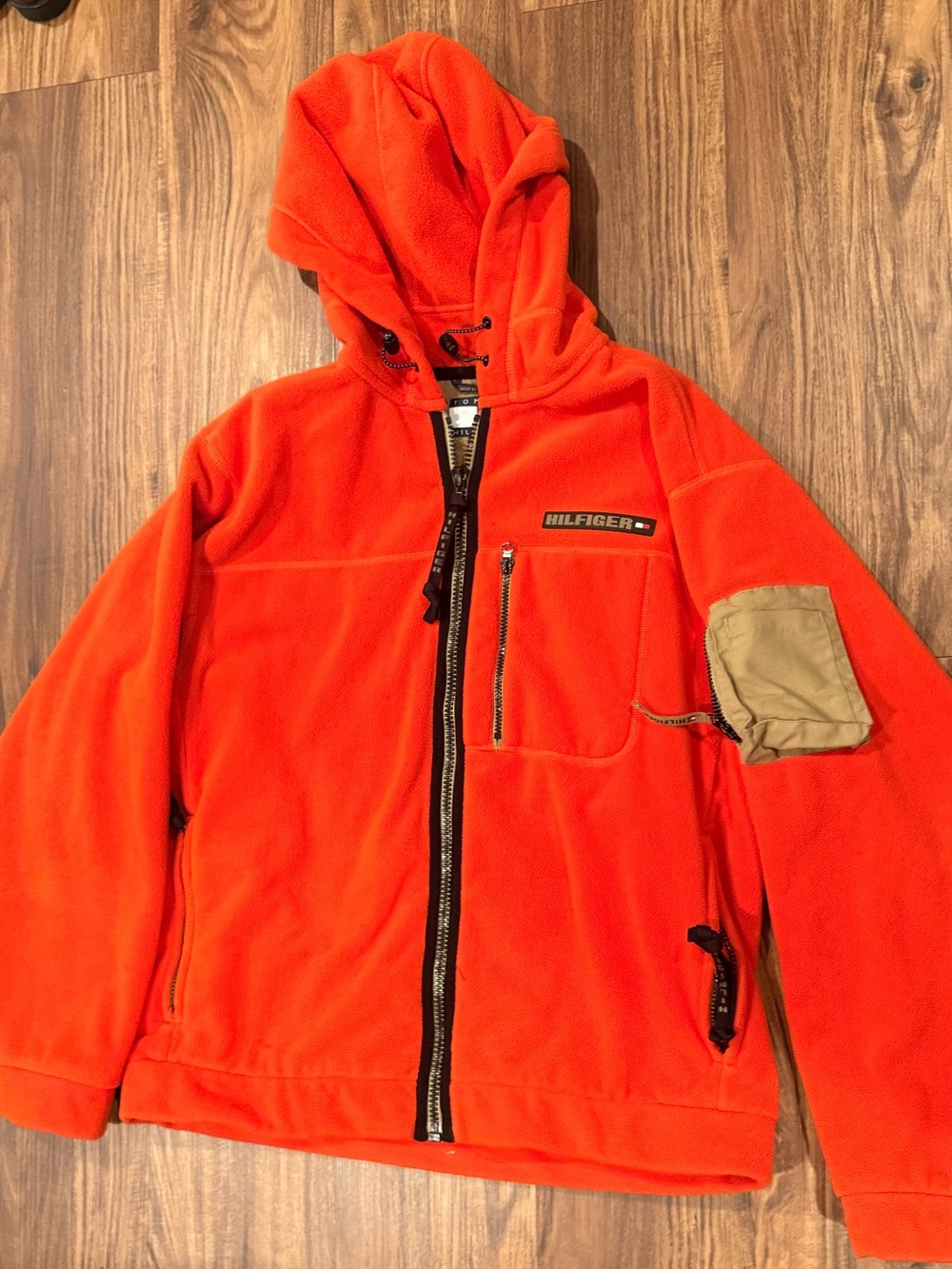 Vintage Tommy Hilfiger Orange Fleece
Hoodie Jacket Utility Gorpcore Streetwear